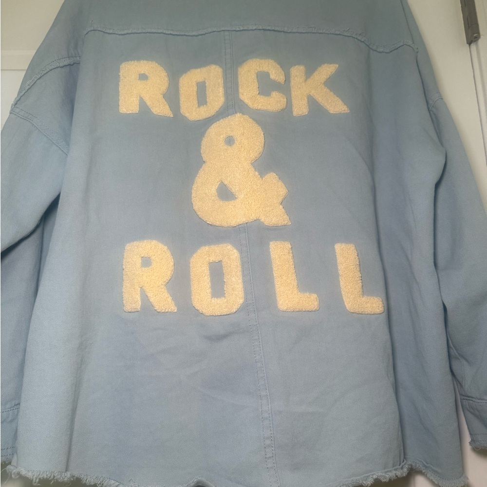 Davi & Dani Rock & Roll Snap Button Down Denim St… - image 7